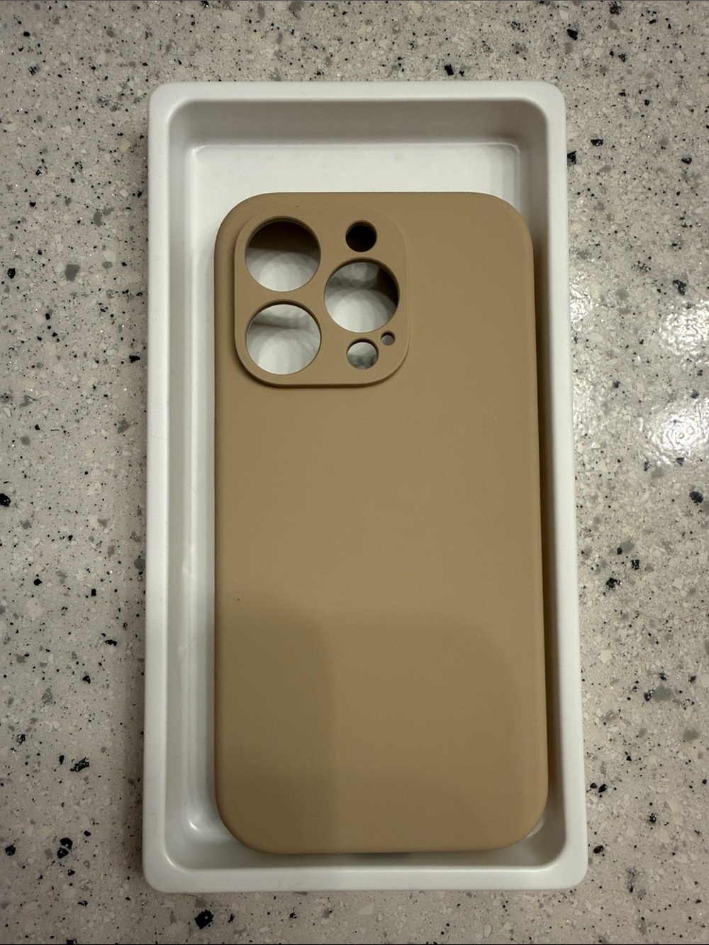 Beige Silicone Camera-Protect Phone Case for iPhone 15 pro